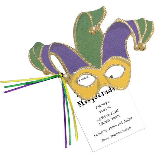 Mardi Gras Die-cut Invitations